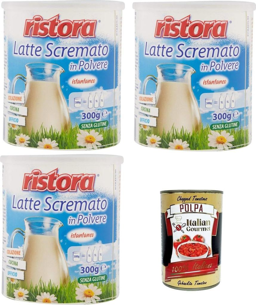 Ristora- Latte scremato in polvere Instant-Magermilchpulver 3x300gr + Italian Gourmet polpa 400gr