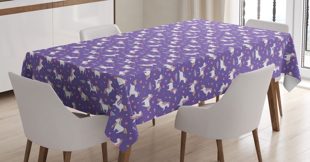 ABAKUHAUS Fantasy World Tischdecke, Unicorns Regenbogen Mane, FÃ1/4r den Inn und Outdoor Bereich geeignet Waschbar Druck Klar Kein Verblassen, 140...