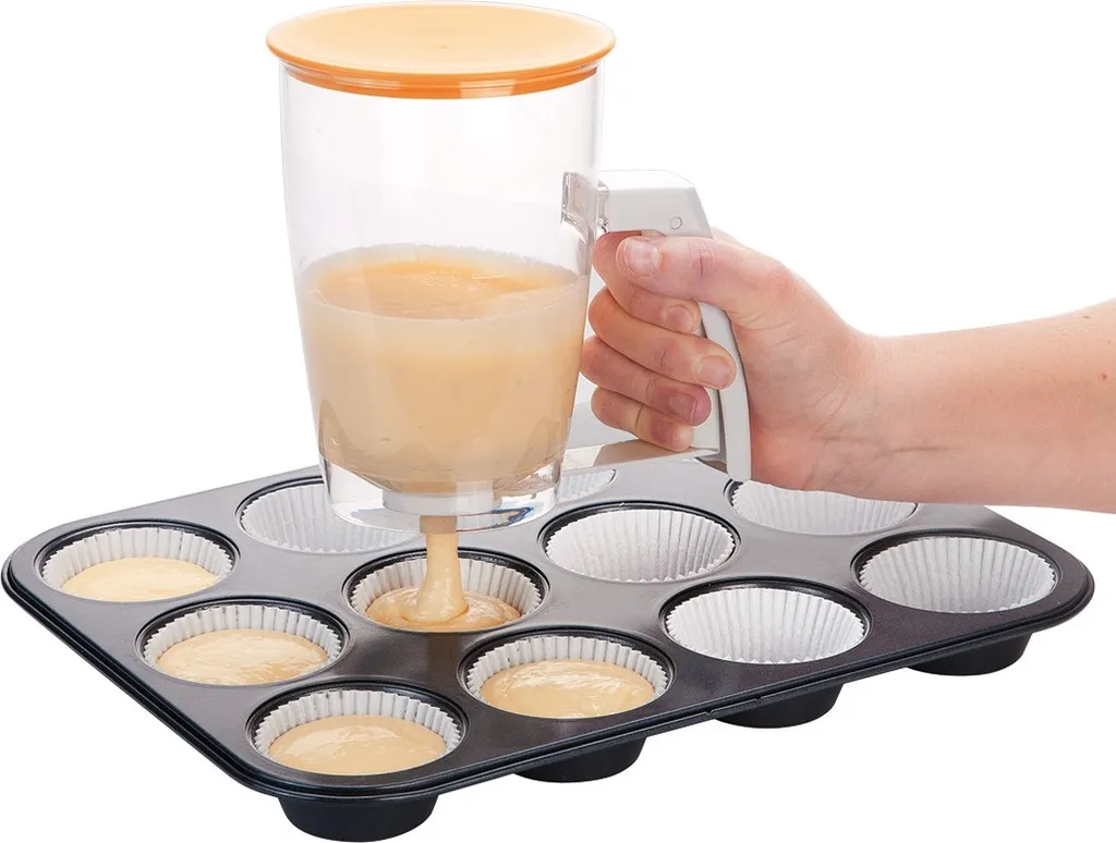 Distributore Di Pasta Per Torte 900 Ml, In Plastica, Con Scala E Coperchio, Per Pancake, Waffle E Muffin, Multicolore
