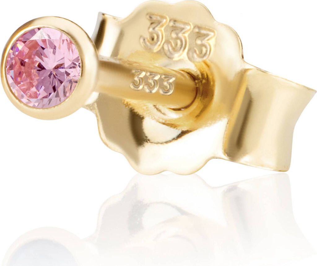 Einzel 2,5mm 333 Gelb Gold 8 Karat Ohrstecker Zirkonia Pink Produktbild 