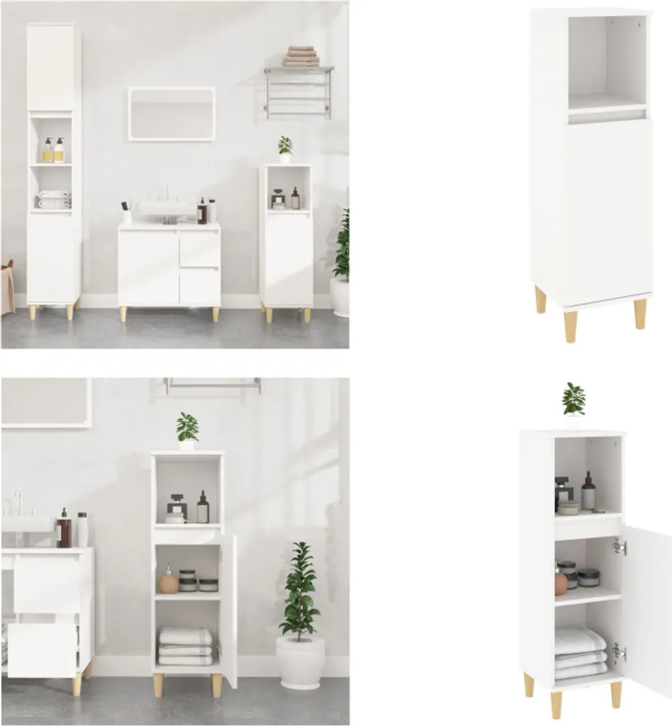 Armadietto Bagno Slim Bianco 30x30x100 | Design Moderno vidaXL