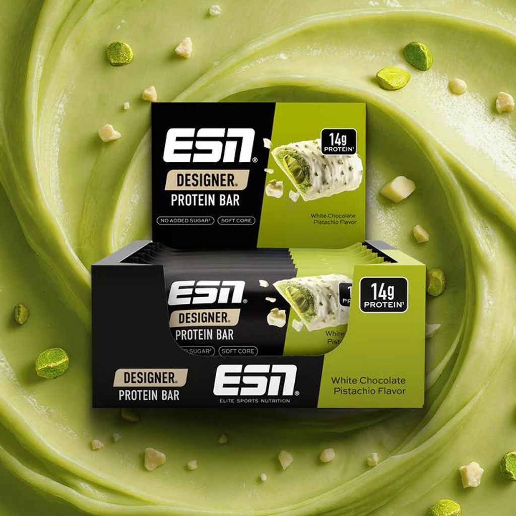 ESN Designer Protein Bar- 12x 45g White Chocolate Pistachio Produktbild 