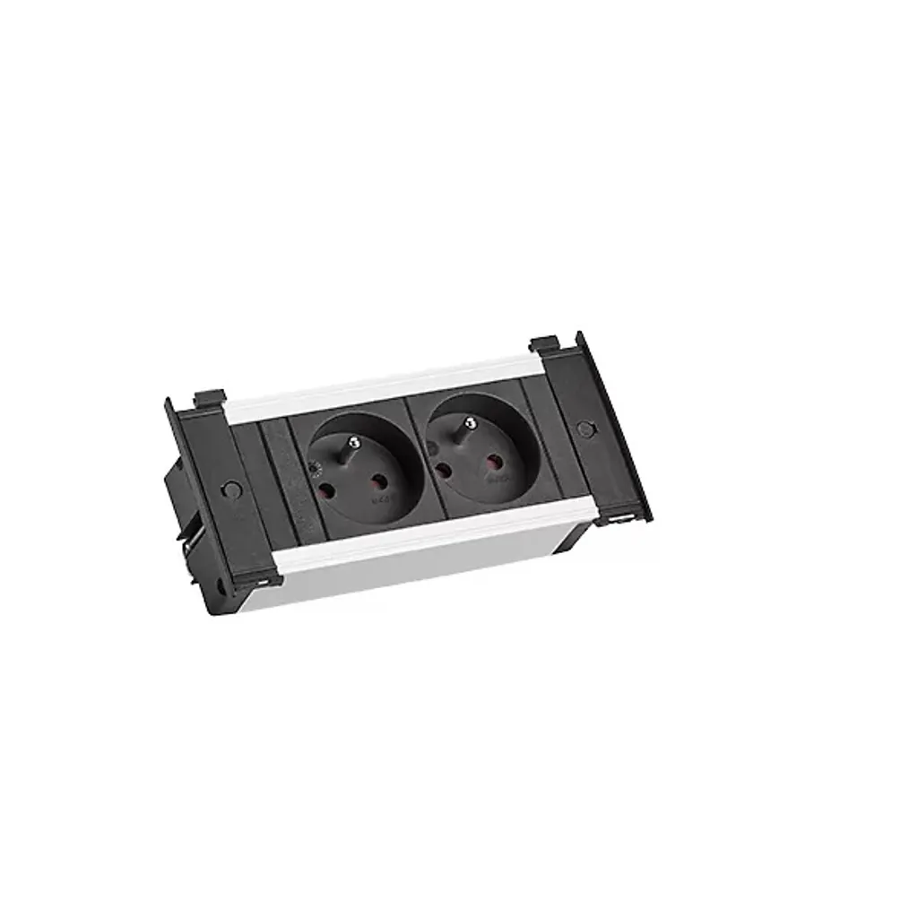 BACHMANN KAPSA XS 2xUTE Noir avec Câble 2m AEH Prise Encastrable Noire