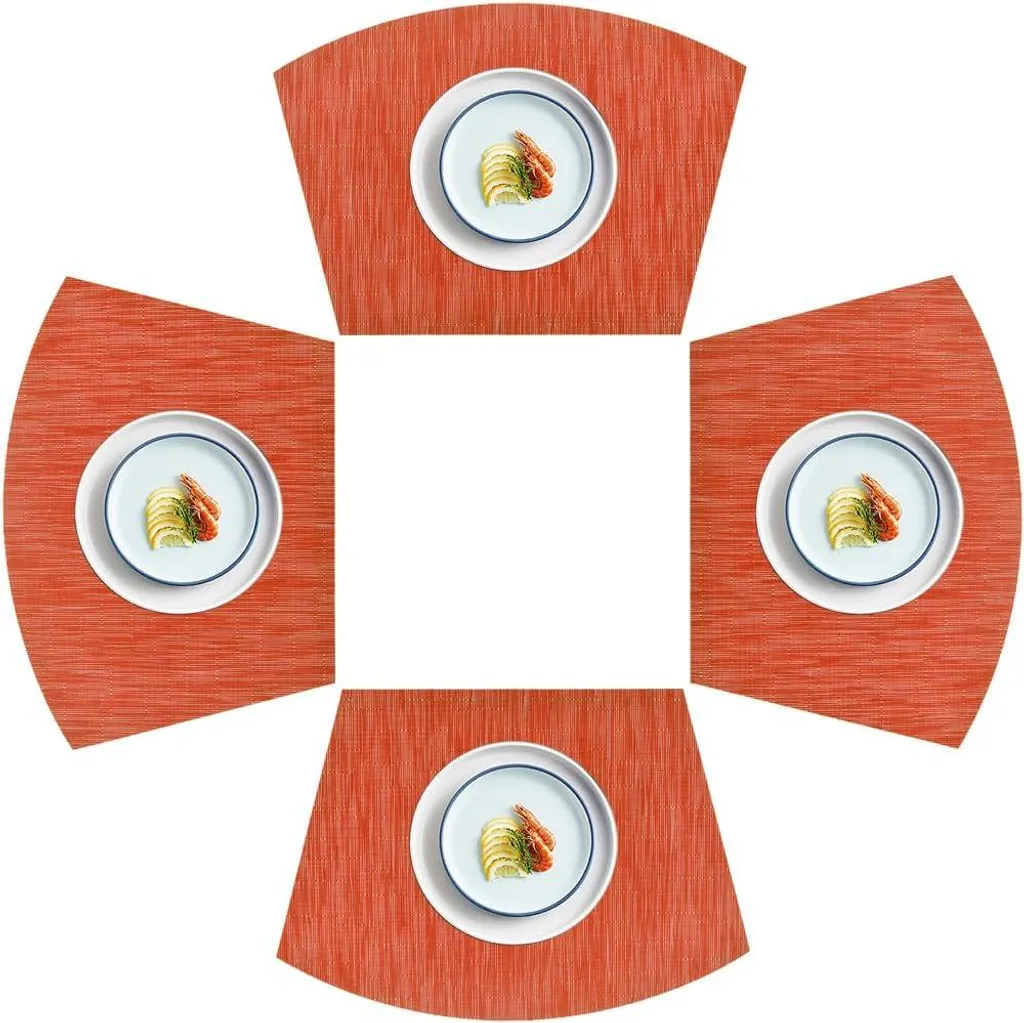 Sets de table ronds orange anti-tache en PVC pour protéger votre table