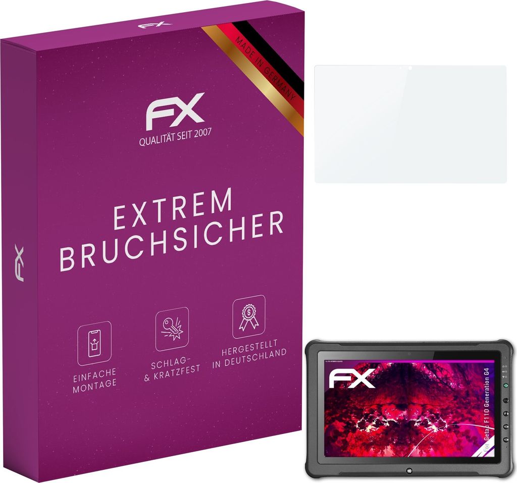 atFoliX FX-Hybrid-Glass Displayfolie kompatibel mit Getac F110 (Generation G4) Glasfolie