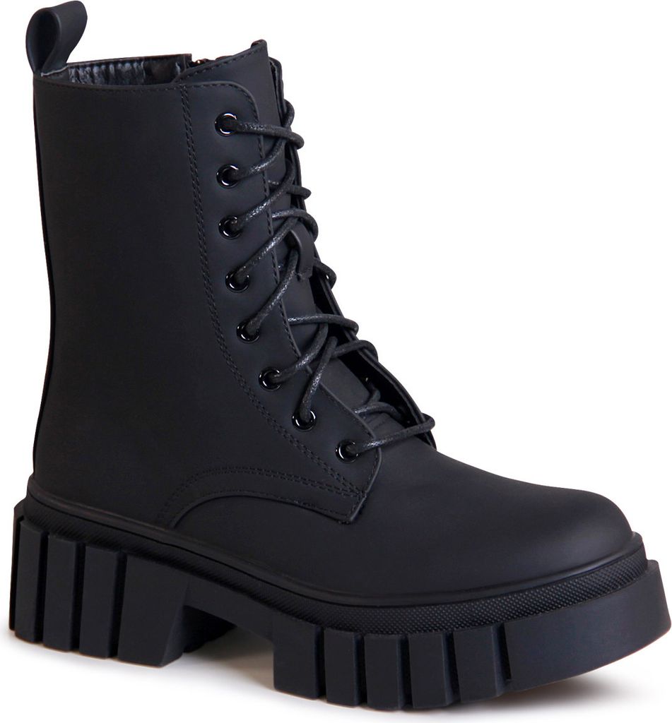 topschuhe24 2548 Damen Plateau Stiefeletten Worker Biker Boots , Farbe:Schwarz, Größe:36 EU