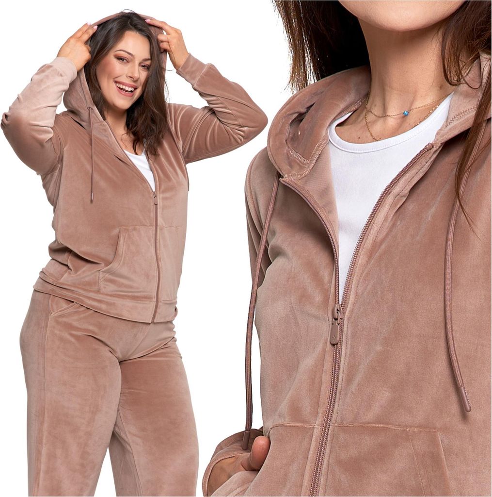 Damen-Velours-Sweatshirt Moraj Glatt Mit Kapuze Bequem S