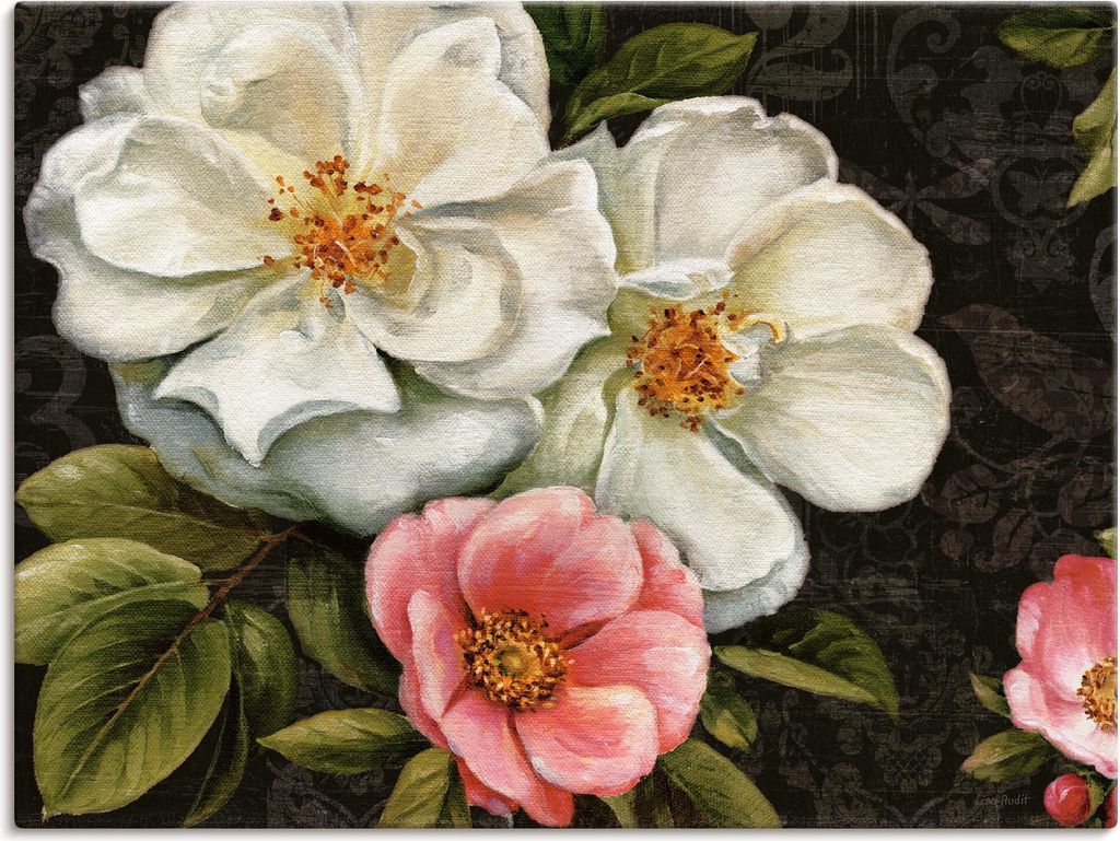 ARTland Leinwandbild Blumen Damast I Größe: 60x45 cm
