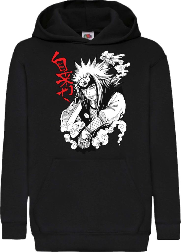 Kinder Kapuzenpullover Naruto Jiraiya 04, 7-8 Jahr - 128 / Schwarz