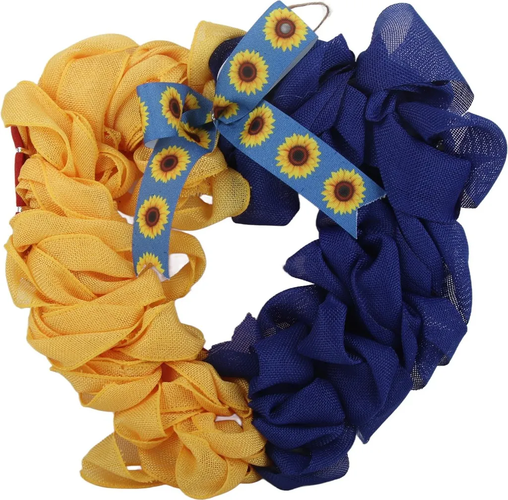 Couronne de Fleurs Ukraine Durable : Déco de Porte sans Entretien - 6