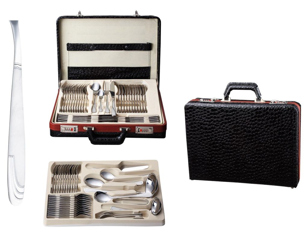 Hochwertiges Besteck Set 72-teilig Koffer Silber 12 Personen Edelstahl 18/10