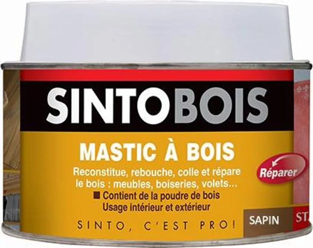 Mastic Réparation Bois Sapin SINTOBOIS 170ml pour Fissures et Trous