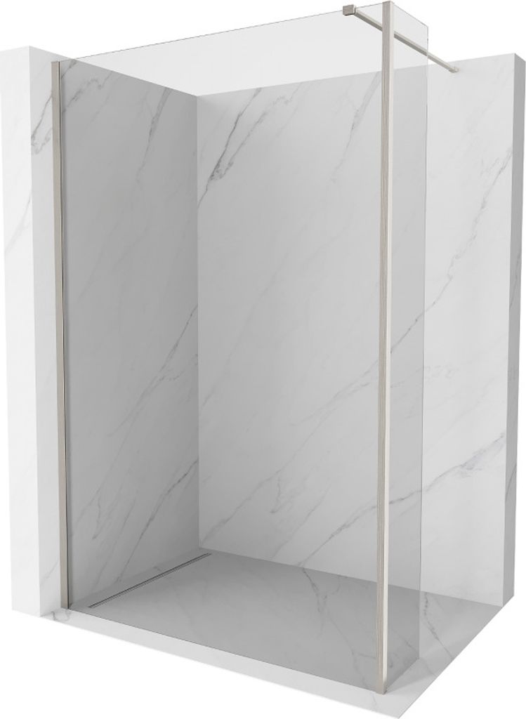 Mexen Kioto Duschwand Walk-in 110 x 40 cm, transparent, gebürsteter Nickel - 800-110-212-97-00-040