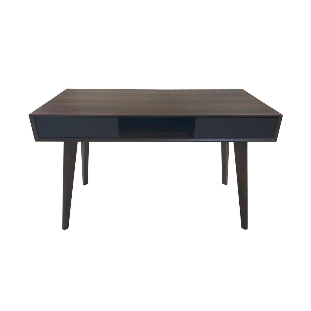 Table d'ordinateur en noyer et tiroirs noirs SVITA pour votre bureau