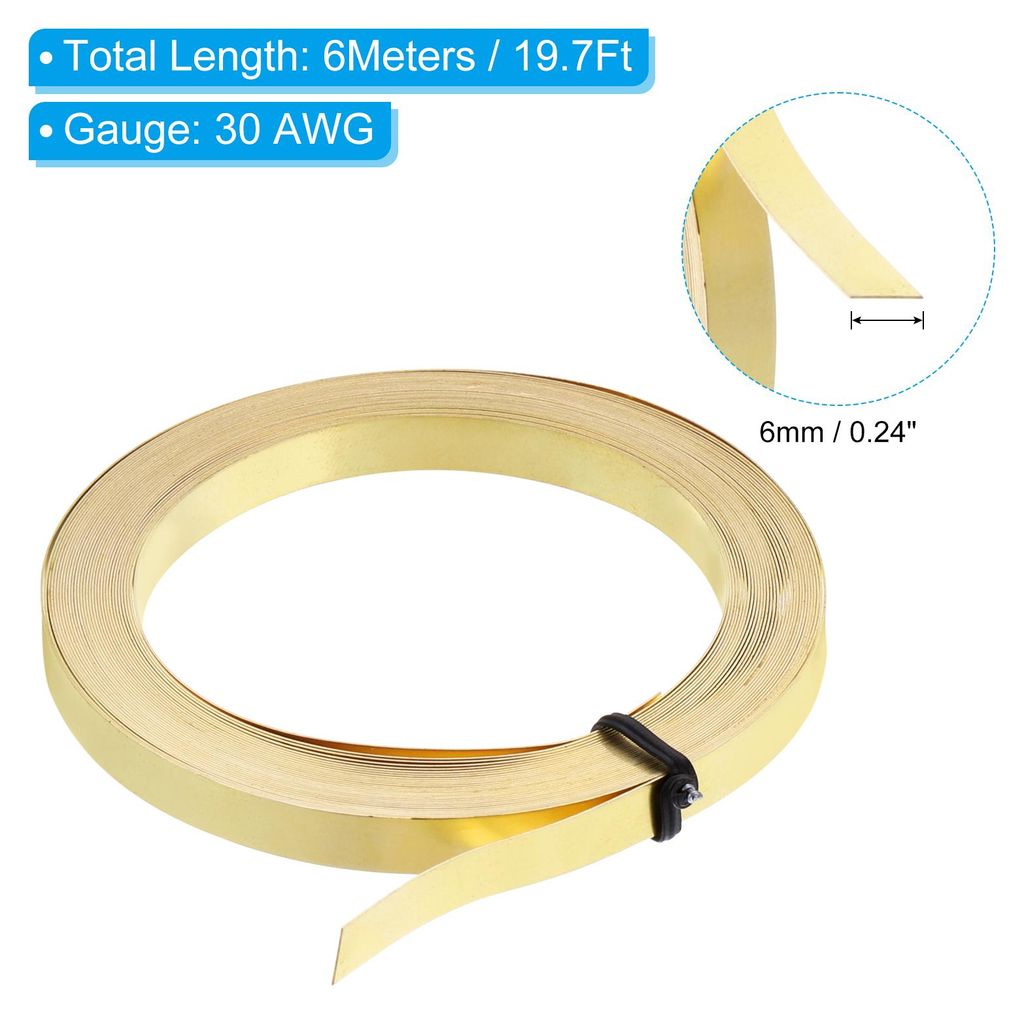 19,7 Fu? Messing-Vierkantdraht, 6 mm breiter, biegsamer Messing-Perlendraht, 30 Gauge, flacher Lš¹nettendraht fš¹r die Schmuckherstellung, DIY-...