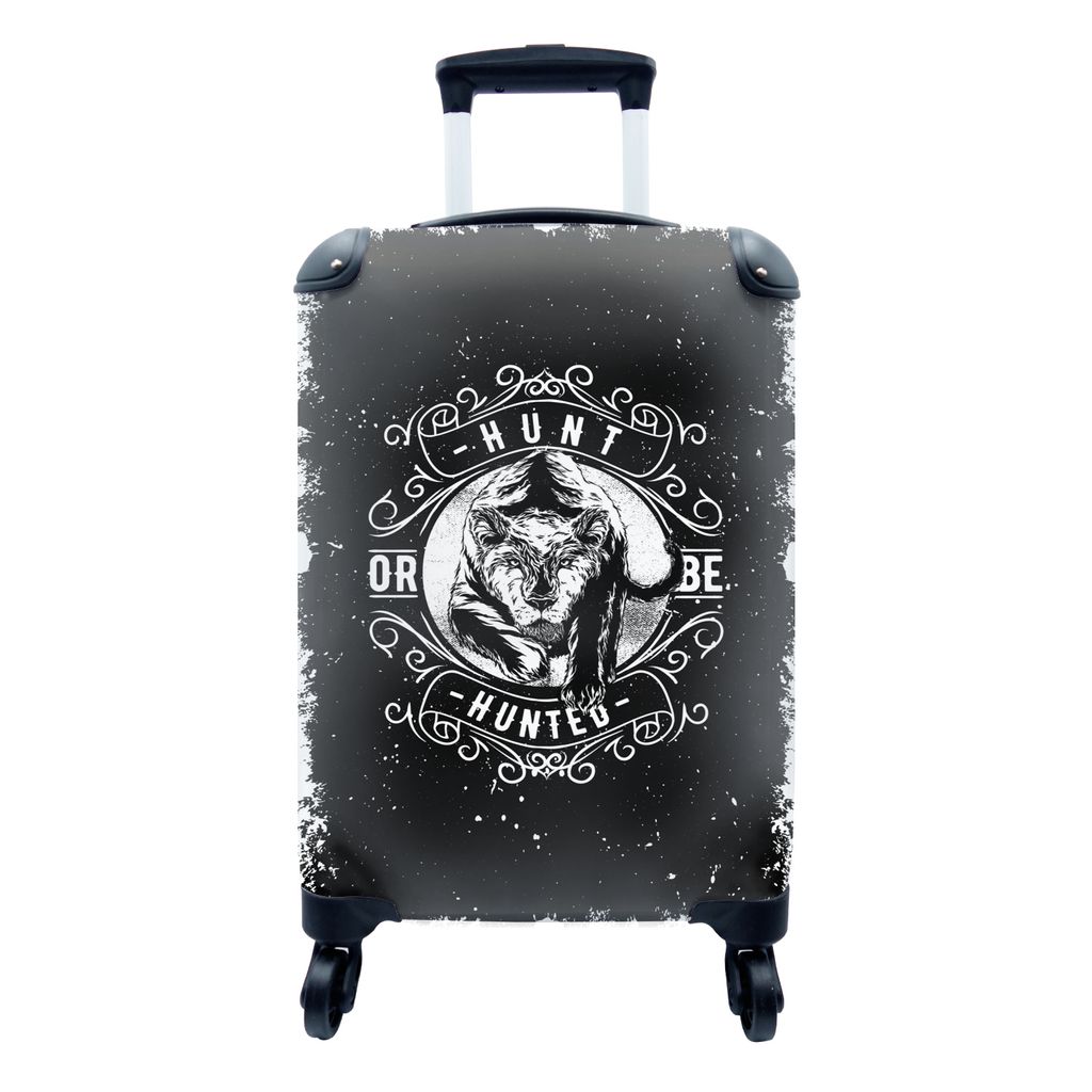 MuchoWow Koffer Handgepäck Trolley Rollkoffer Kleine Reisekoffer mit 4 Rollen - Jahrgang - Tiger - Design - Cabin Size < 55x40x23 cm & 55x40x20 ...