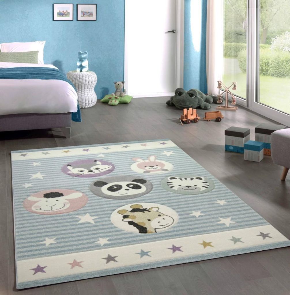 Kinderteppich Spielteppich Babyteppich Panda Hase Giraffe Tiger Waschbär Lamm Größe - 200 x 290 cm