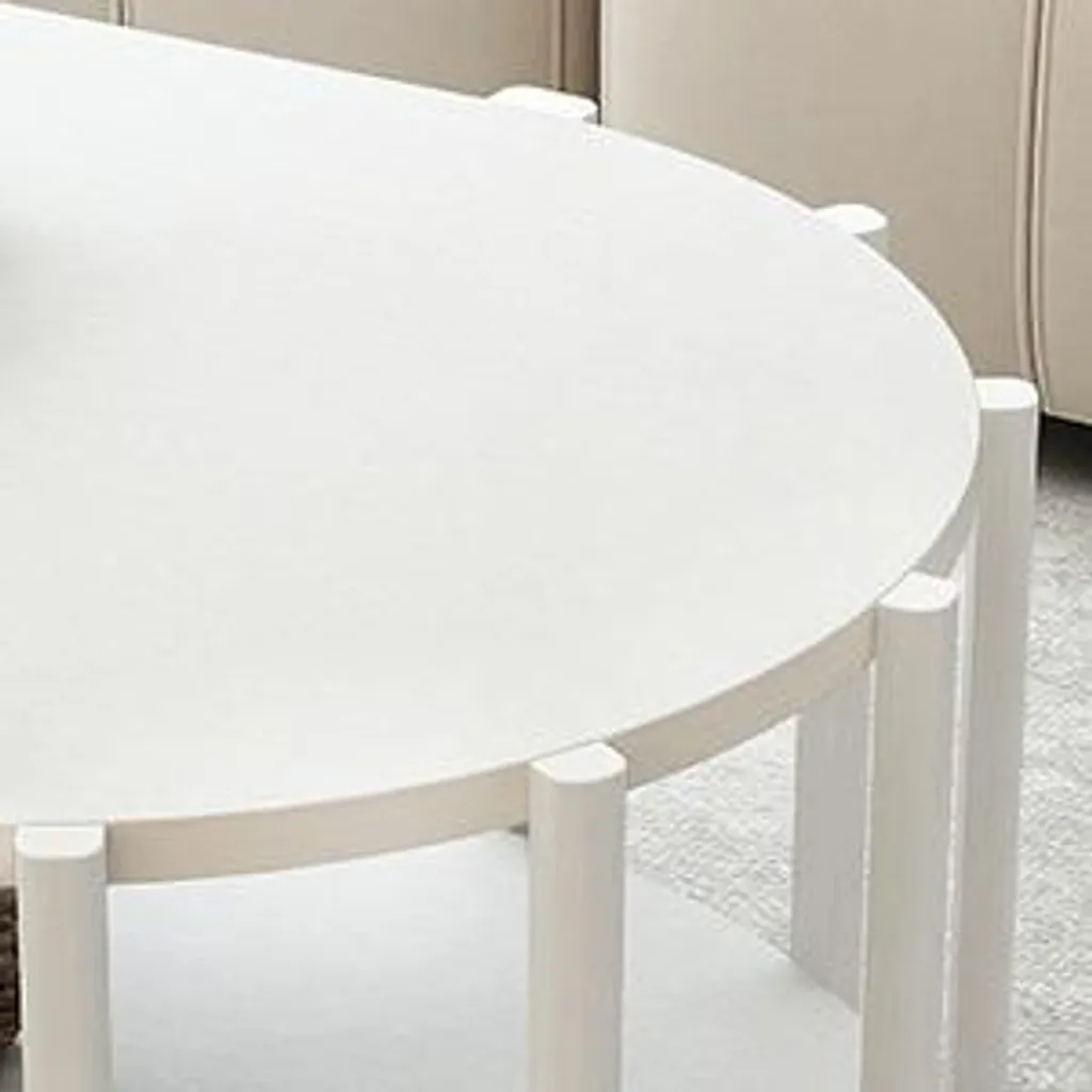 Table basse de salon ovale en MDF bois foncé avec grands compartiments - 4