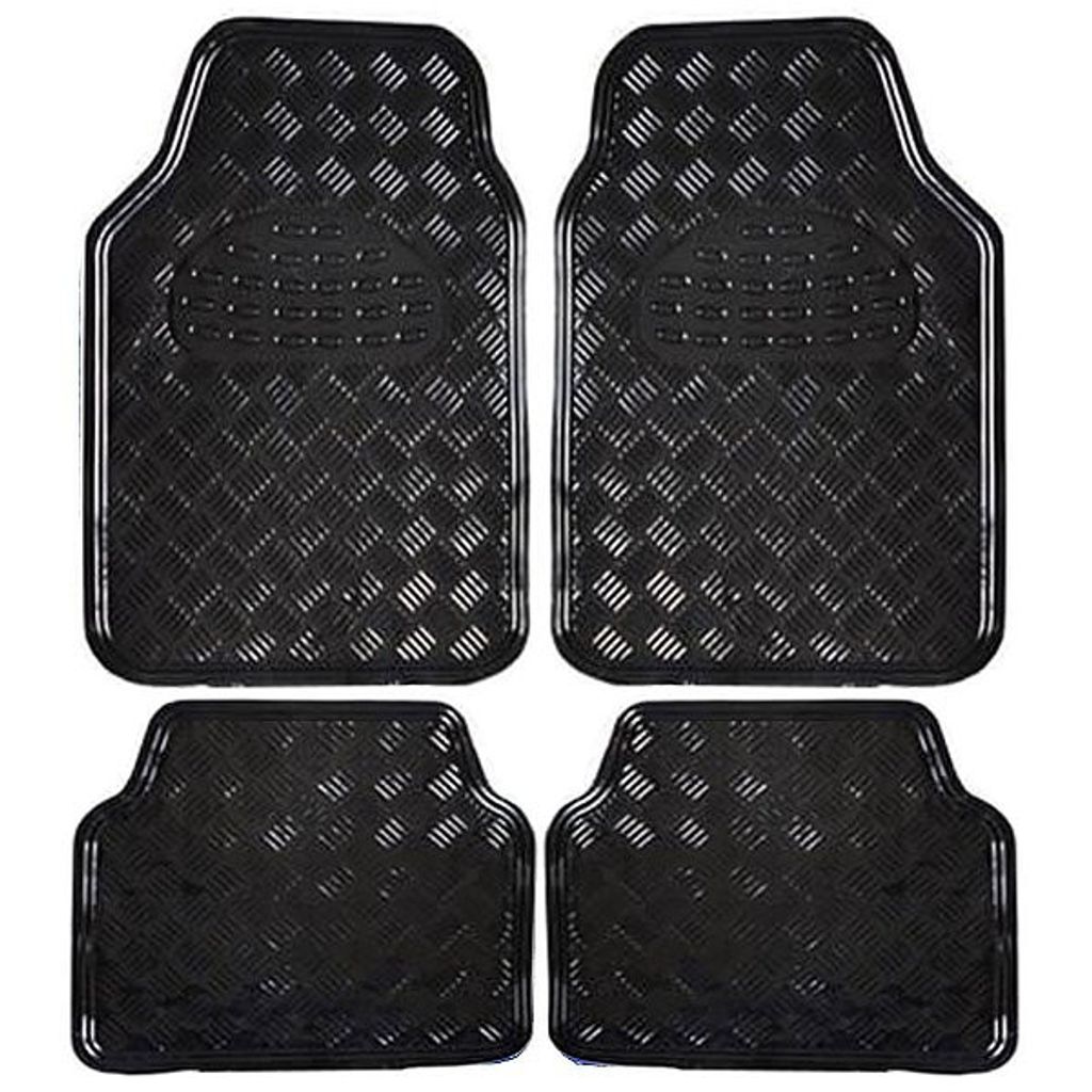 Auto Autoteppich Universal-Fußmatten Carbon, 4-teilig, rot-schwarz