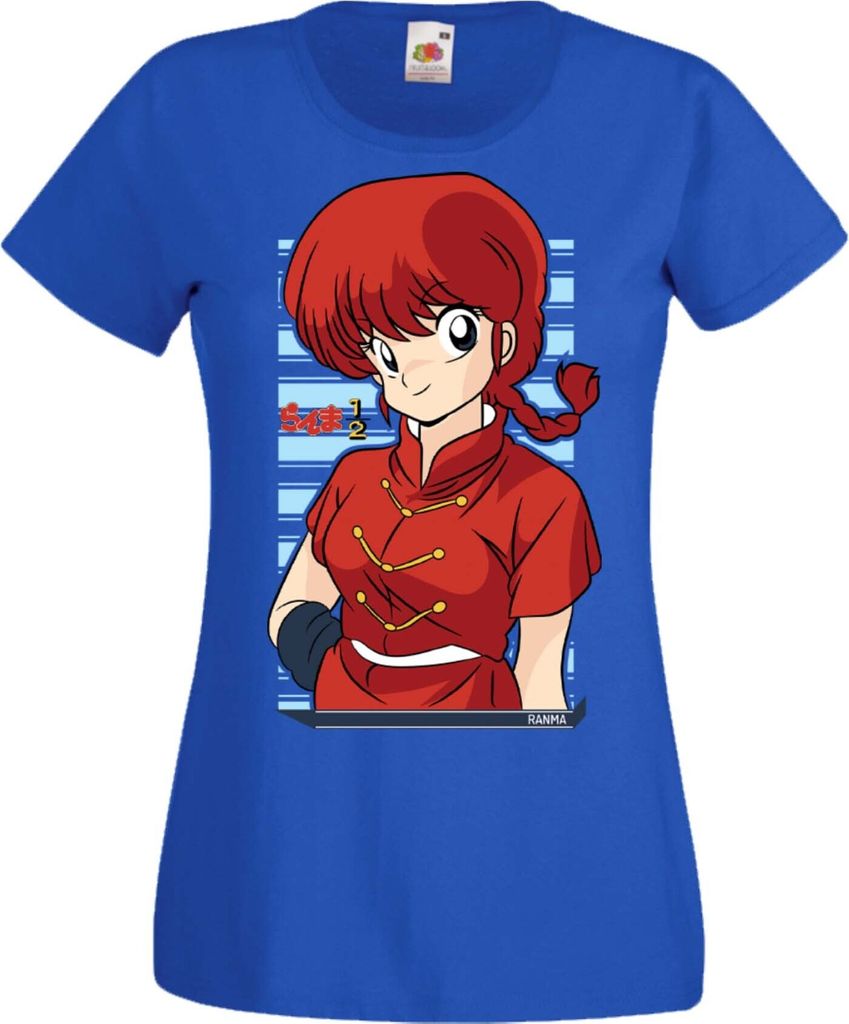Damen T-Shirt Manga Anime Ranma Saotome, Lady S / Blau