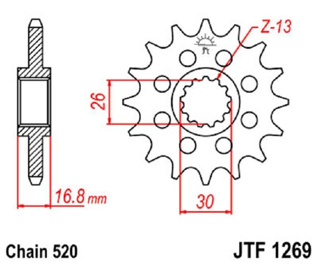 JTSPROCKETS Kettenritzel JTF1269.14 Vorne Kohlenstoffstahl