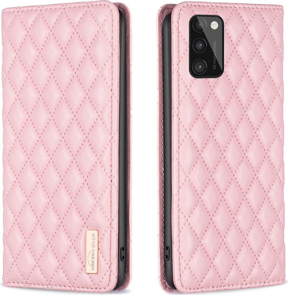 Galaxy A41 Hülle, Elegant Bookstyle Flip Leder Kartenfächer Schutzhülle mit Ständer für Samsung Galaxy A41 Pink