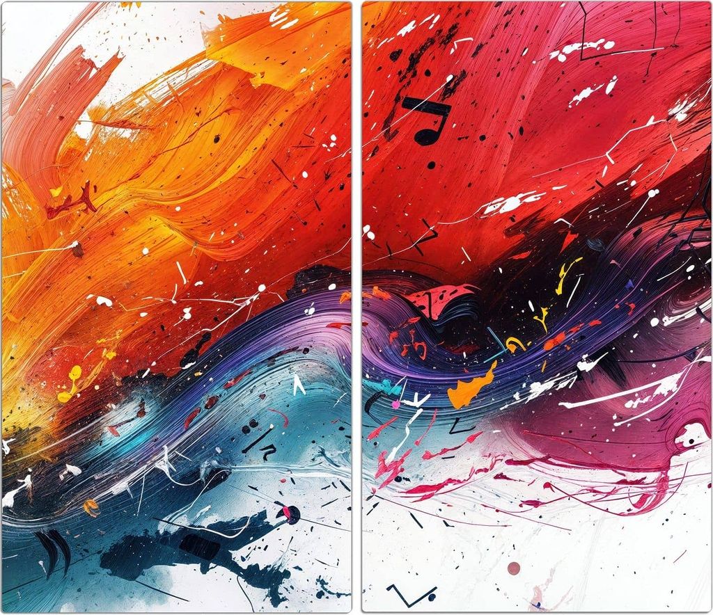 Spritzschutz Herdabdeckplatte Schneidebrett aus Glas Farbenexplosion 2-Teilig (60x52cm)