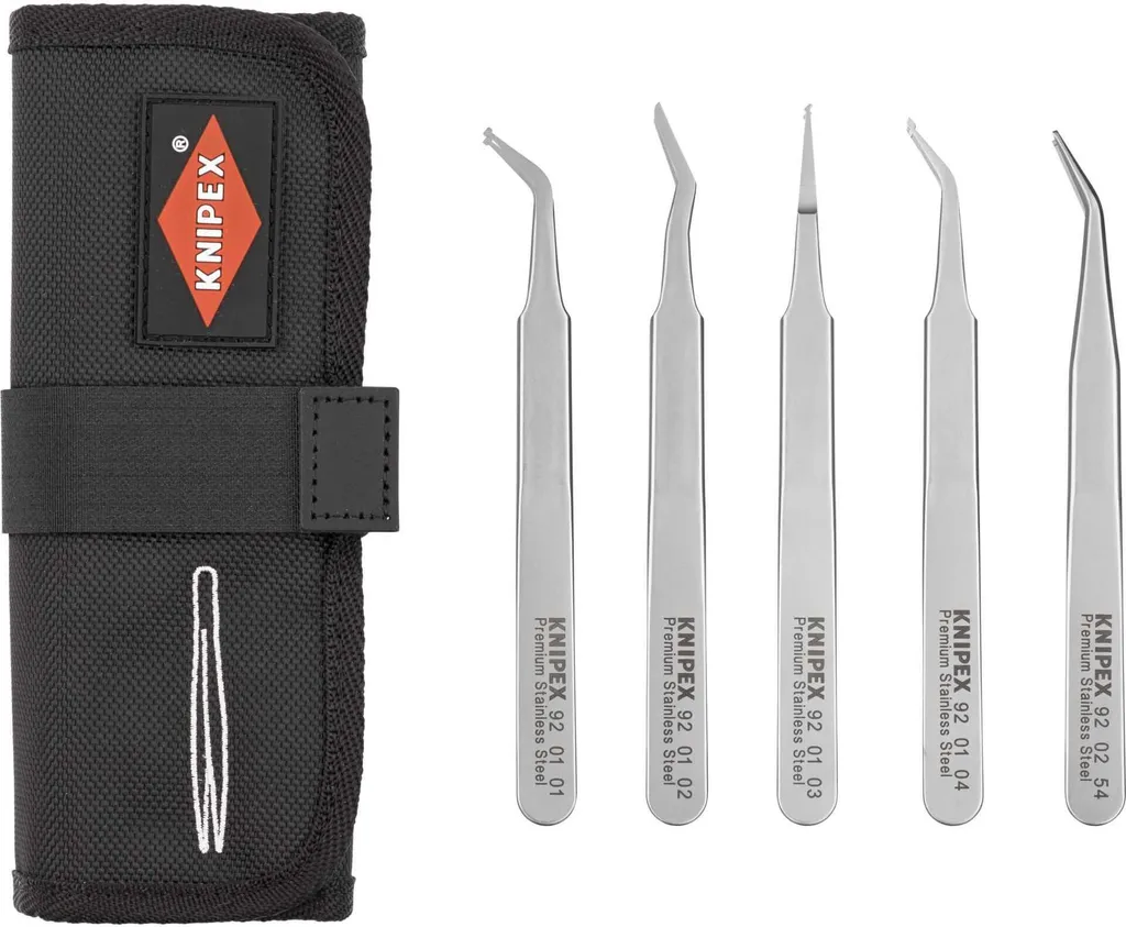 Kit de pincettes de précision SMD pour électronique - Lot de 5 pièces