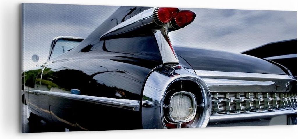 Bild auf Leinwand - Leinwandbild - Auto Retro Himmel - 100x40cm - Wand Bild - Wanddeko - Wandbilder - Leinwanddruck - Bilder - Kunstdruck - Wanddek...