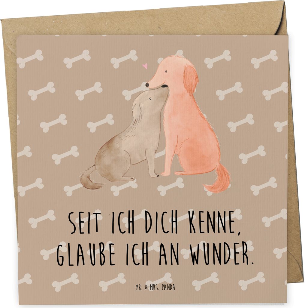 Mr. & Mrs. Panda Grußkarte Hunde Liebe - Hundeglück - Geschenk, Klappkarte, faltkarte, doppelkarte, Wunder, anlasskarte, Sprüche, Herz, Kuscheln...