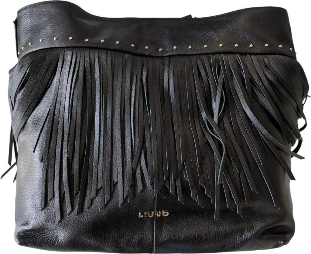 Liu Jo Handtasche Damen Schultertasche Leder Schwarz Stoff Beige N15203P0128-22222