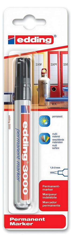 Edding 3000, Schwarz, Mehrfach, Weiß Produktbild 
