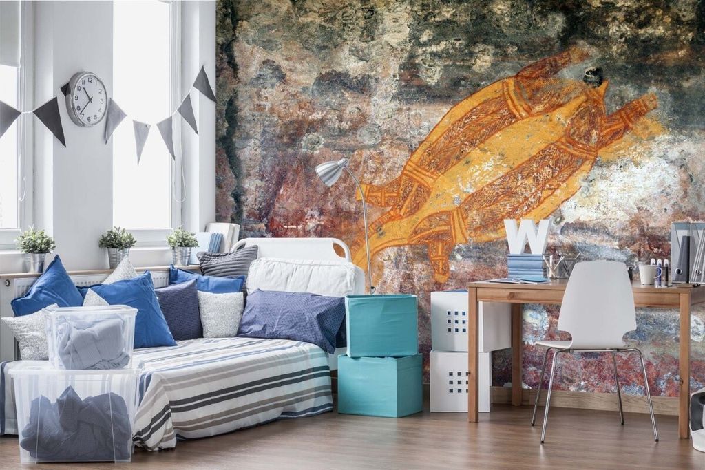 Vlies Fototapete ALTE FELSENMALEREI 375 x 250 cm (inkl. Kleister) - Vlies Tapete, Wandtapete, Wandbilder - Tapete für Wohnzimmer Schlafzimmer, Bü...