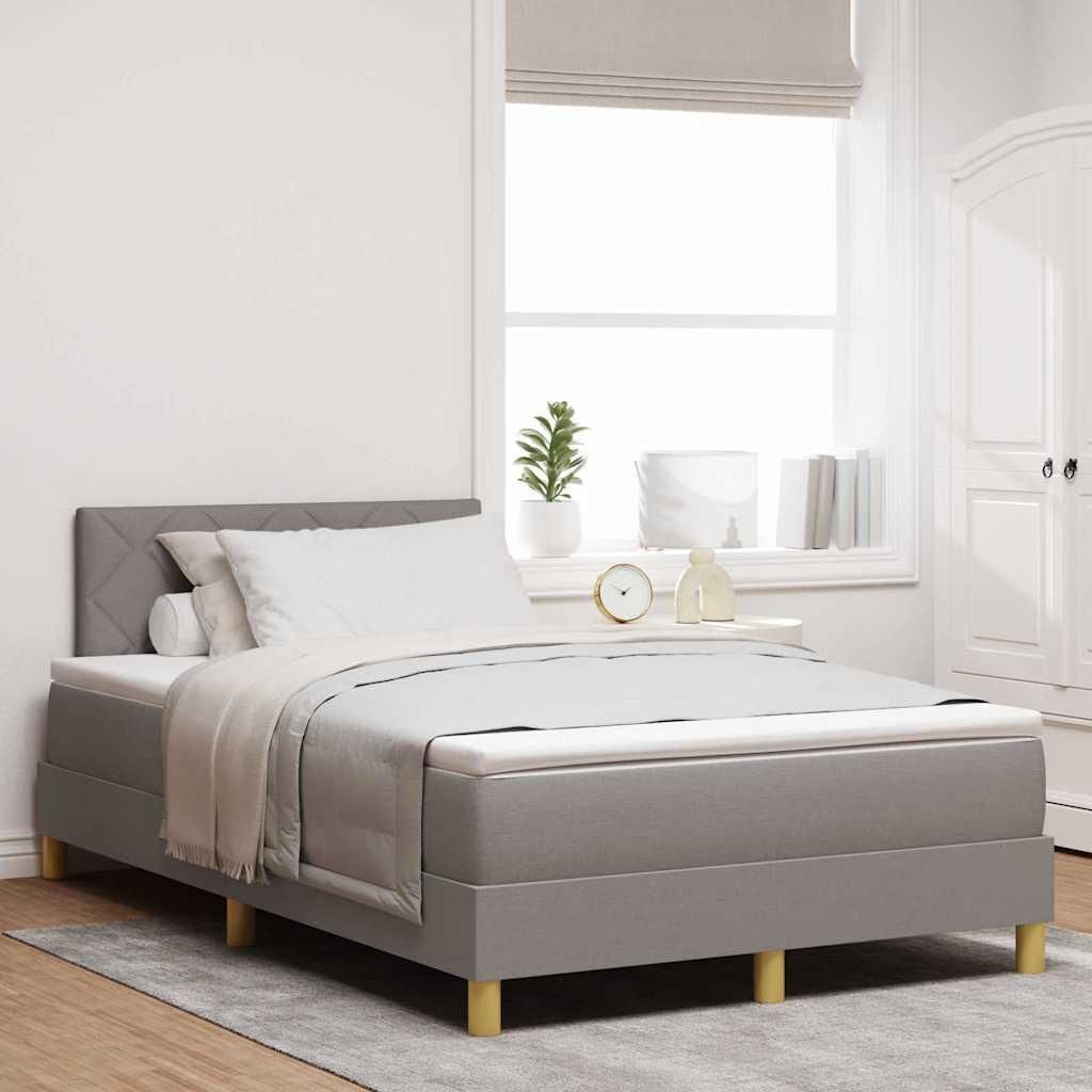 Maison Exclusive - LED Boxspringbett mit LED-Lichtleisten Taupe 120 x 200 cm Stoff