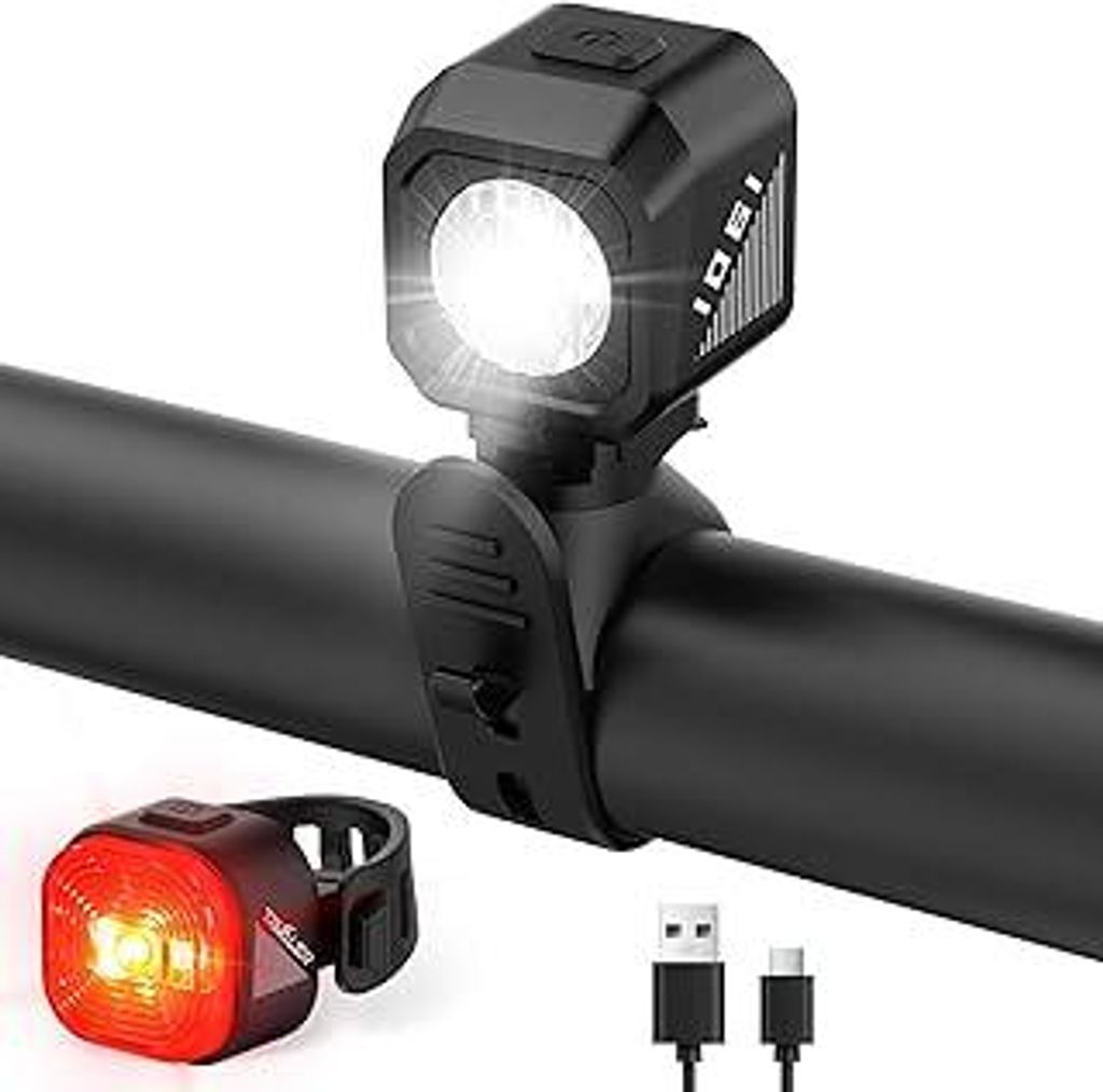 Tavaler Fahrradlicht Set USB Aufladbar | StVZO Zugelassen Fahrradbeleuchtung Set | IPX5 Wasserdicht Fahradlichterset LED | Fahrrad Licht Vorne | Fa...
