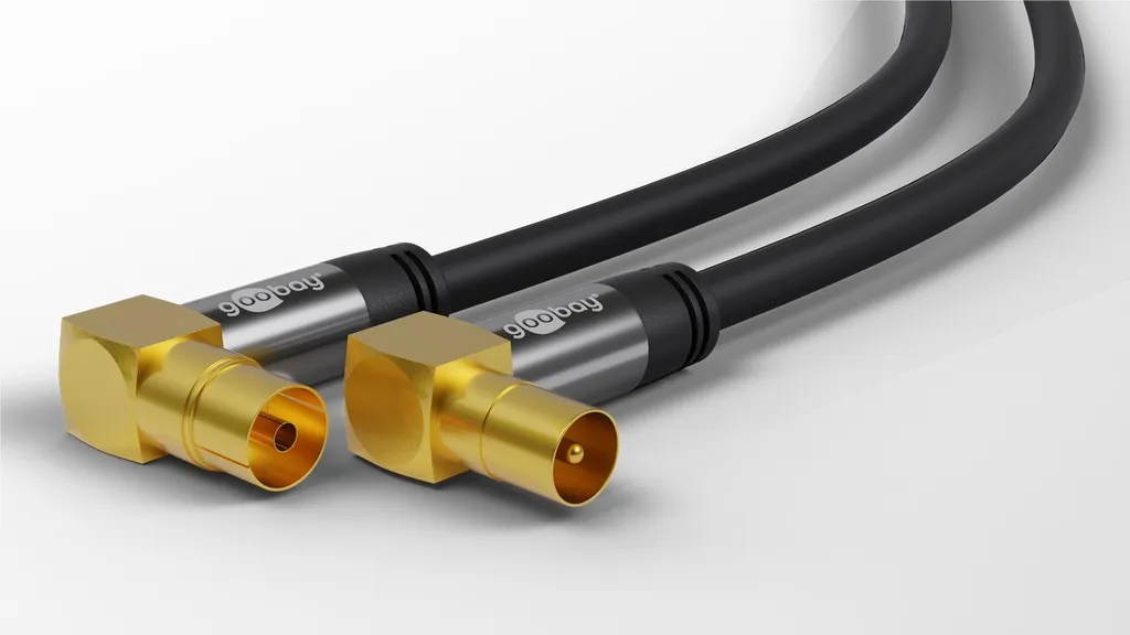 Cavo Antenna Goobay 1m 90 Gradi 135dB - Schermato 4x Nero Alta Qualità - 2