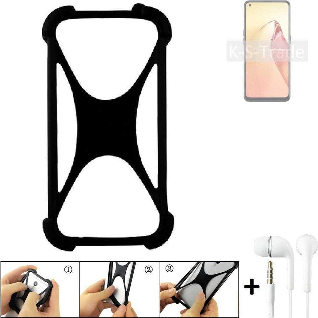 K-S-Trade Handy-Hülle + headphones kompatibel mit Oppo F21s Pro 5G Schutz-Hülle Bumper Silikon Cover Case Silikoncase Silikonbumper TPU Softcase