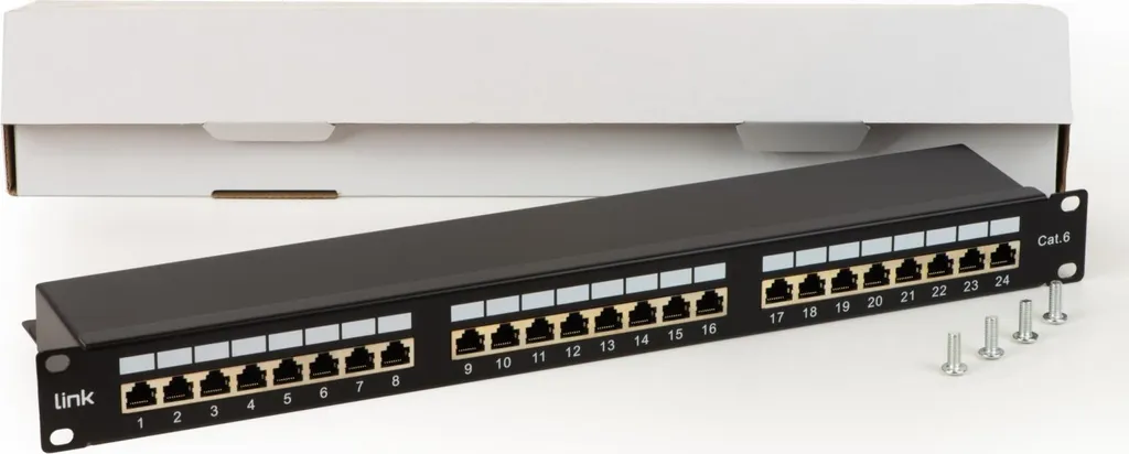 Panneau RJ45 Cat6 blindé 24 ports Link LKP624S avec montage en rack 1U