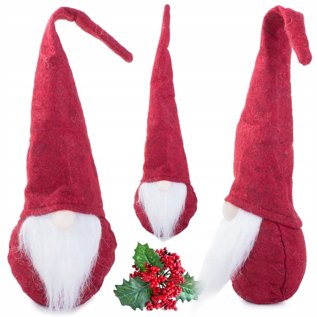 Lutin de Noël rouge de 30 cm - Statuette décorative pour Salon et Fêtes