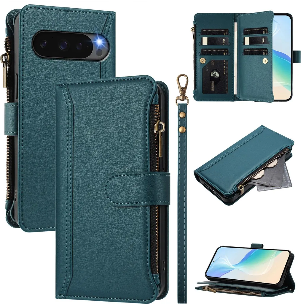 Custodia Business Google Pixel 9 Pro XL Portafoglio Pelle PU Verde