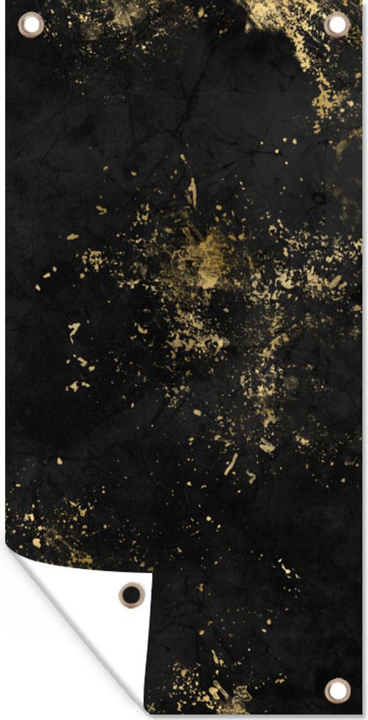 MuchoWow 30x60 cm Outdoor-Poster Gartendeko Sichtschutz Garten Poster für den Garten Gold - Luxus - Vintage - Schwarz