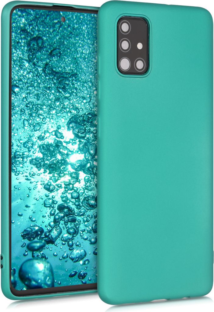 kwmobile Case kompatibel mit Samsung Galaxy A51 Hülle - Schutzhülle aus Silikon metallisch schimmernd - Handyhülle Metallic Türkis
