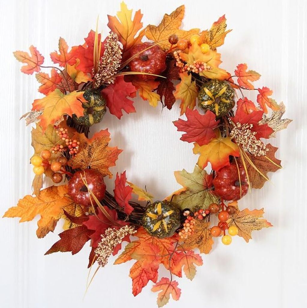 Türkranz Herbst, Kranz Herbst, Ahornblatt Türkranz, Kürbis Produktbild 