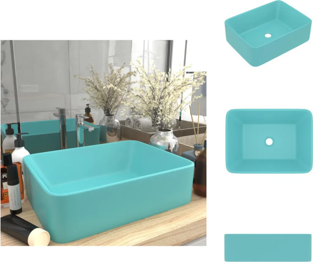 Lavabo Verde Chiaro Opaco 41x30x12 cm in Ceramica vidaXL | Bagno Moderno