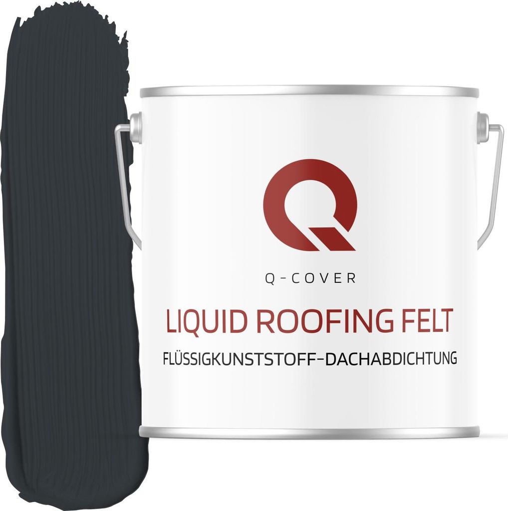 Q-COVER Flüssigkunststoff-Dachabdichtung 5kg – RAL 7016 Anthrazitgrau – Reparatur/Abdichtung von Dachpappe, OSB/Holz, Beton, Blech – wasserfest