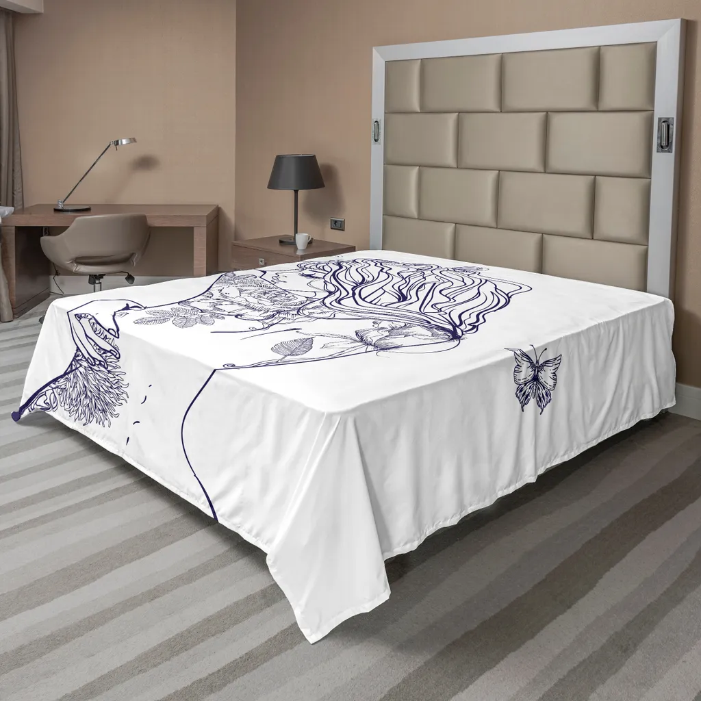 Linge de lit décoratif drap-housse imprimé papillons 244x205 cm de luxe