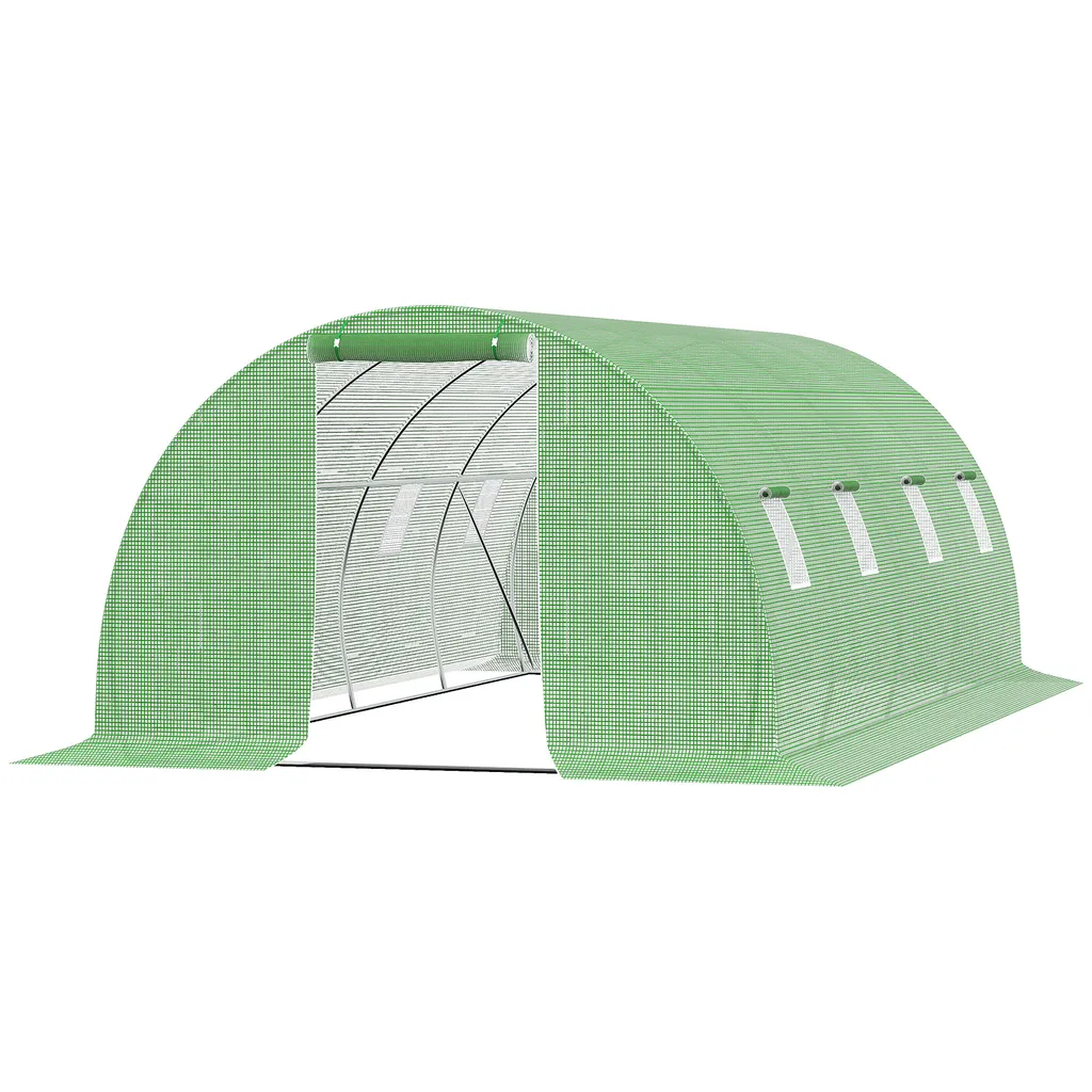 Grande serre tunnel de jardin maraîchère 6x3m Outsunny acier et PE