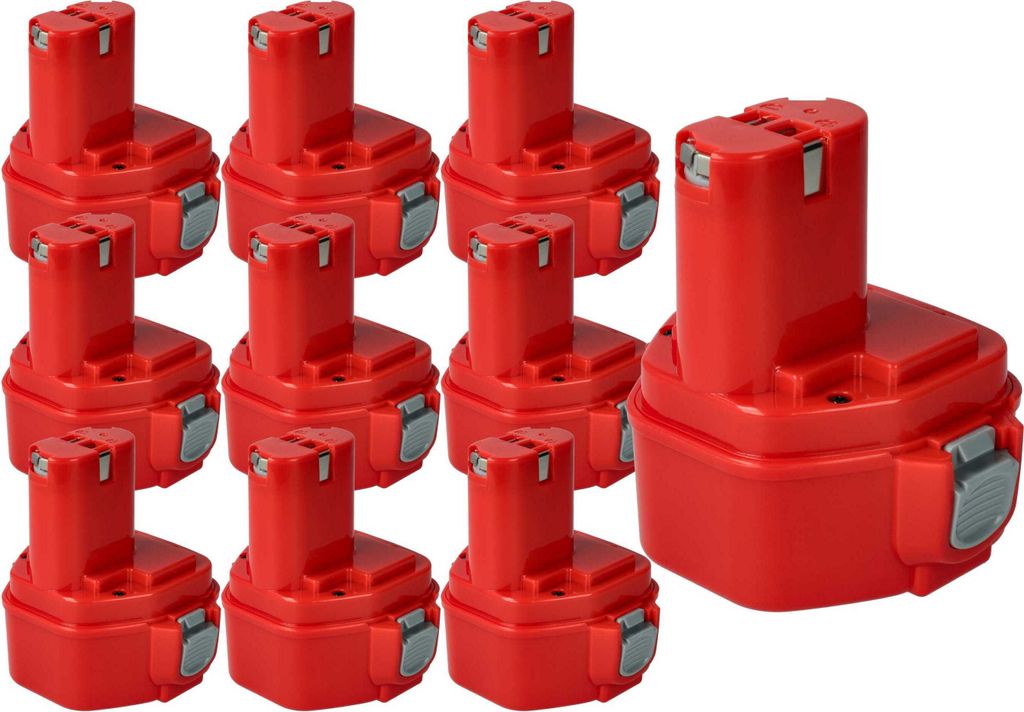 vhbw 10x Akku Ersatz für Makita 192681-5, 1220, 1222, 1235F, 1235, 192536-4, 192597-4, 1233, 1234, 1250, 192598-2 für Werkzeug (3000 mAh, NiMH, 1...