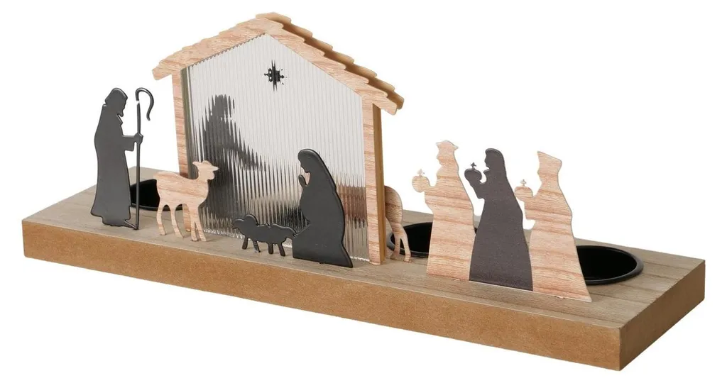 Boltze Home Scène de Noël 30 x 9,2 x 12,5 cm - Décoration Festive Bois