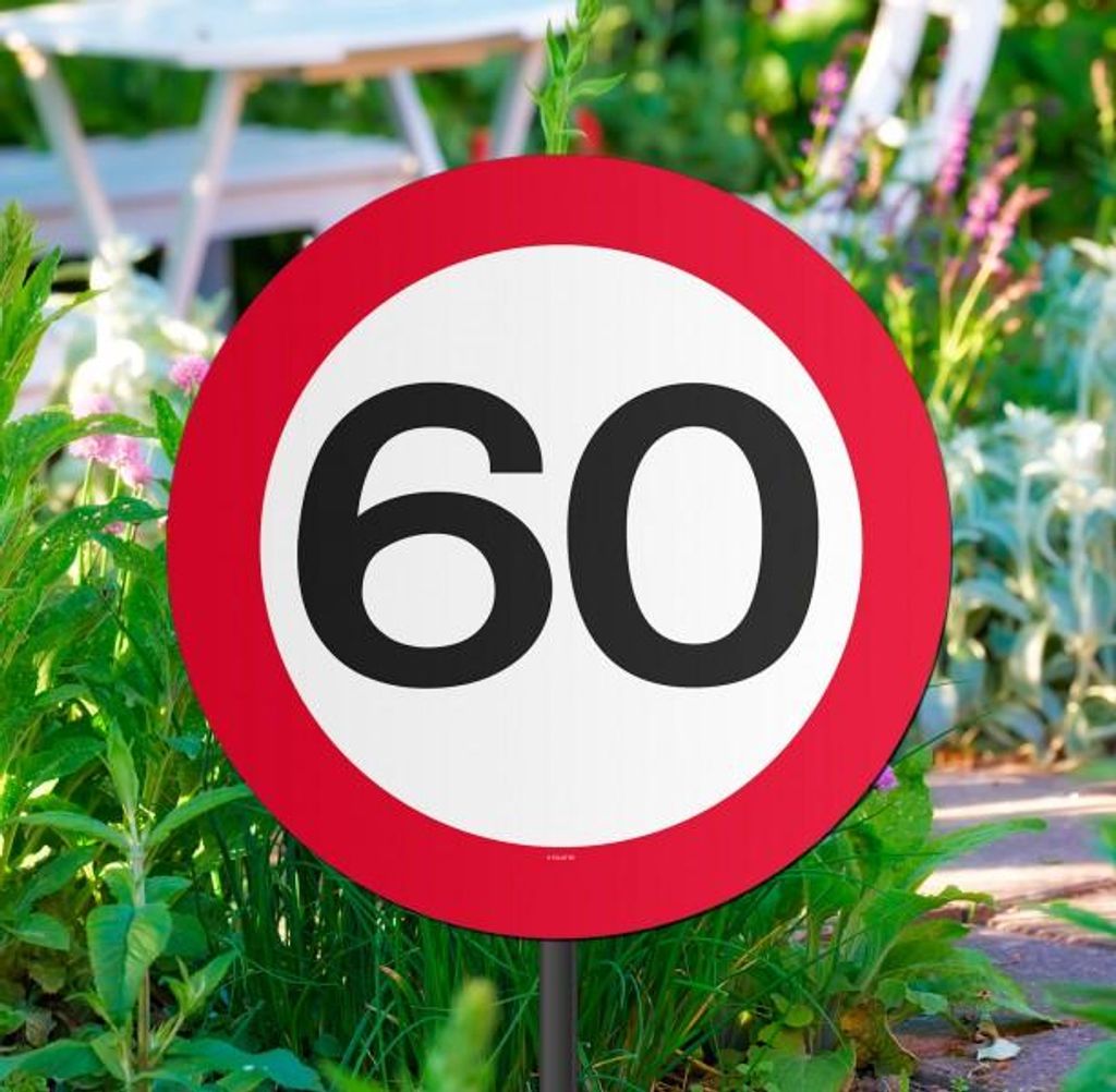60. Geburtstag Verkehrsschild Gartenschild Produktbild 
